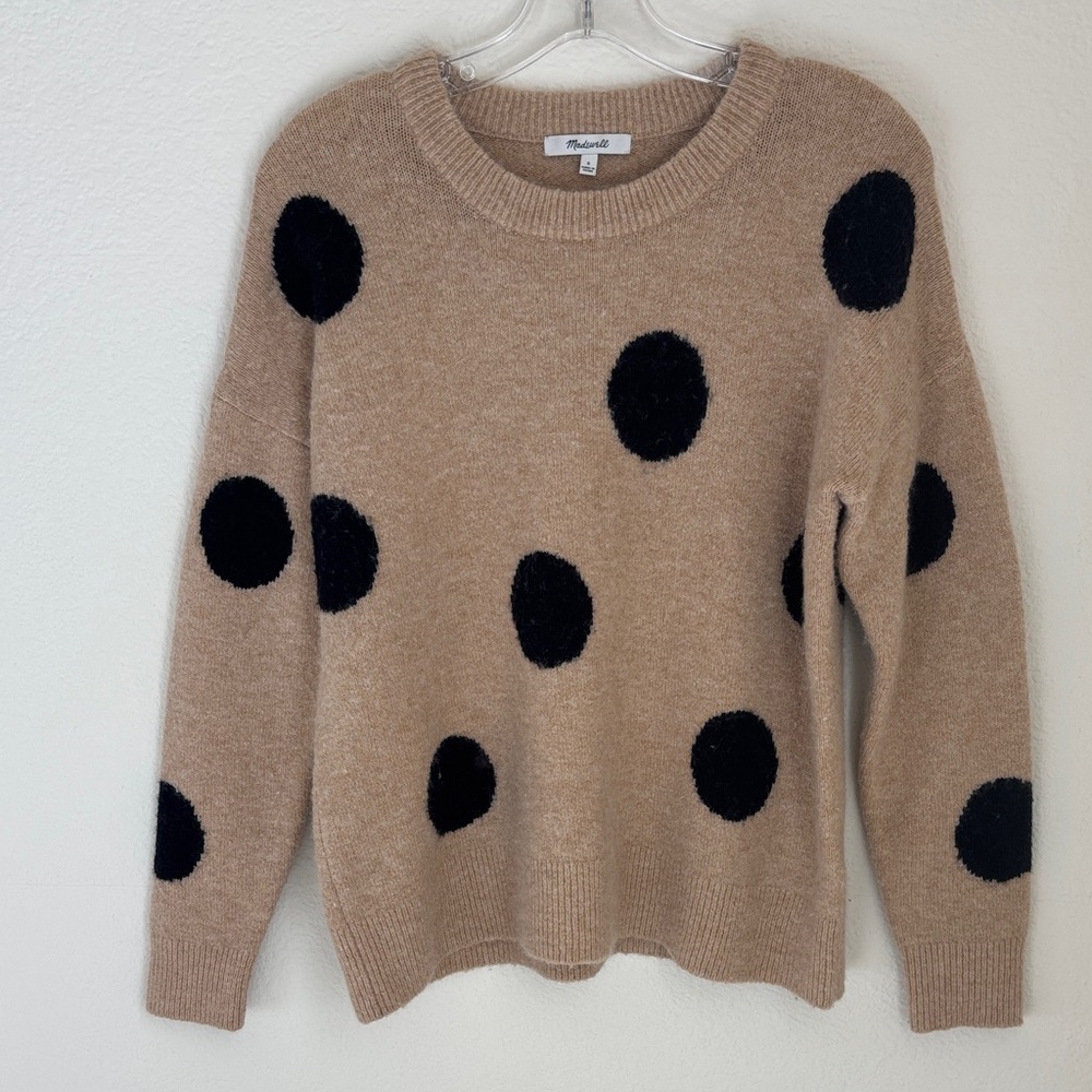 Madewell Women's Polka dot Black and Tan Sweater Size S